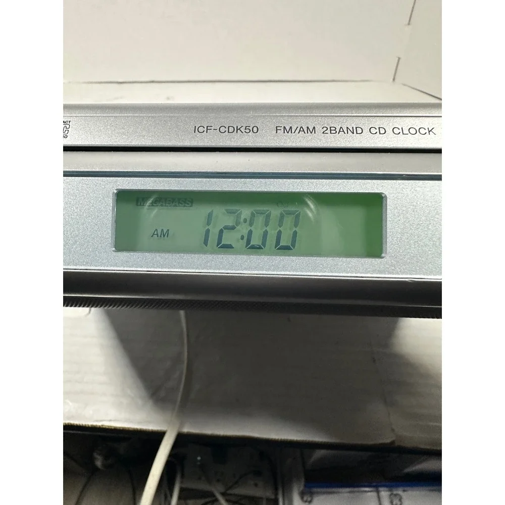 Sony ICF-CDK50 Under Cabinet Kitchen CD Player AMFM Clock Radio Silver Mega Bass
